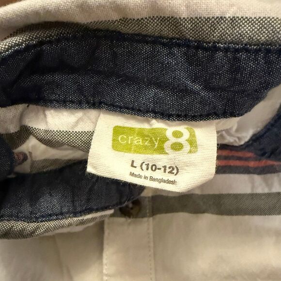 Crazy 8 Boys Striped Button Down Shirt Size 10–12 - Picture 3 of 4